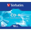 CD-R lemez, 700MB, 52x, 10 db, vékony tok, VERBATIM 