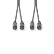 Nedis COTH24200GY50 sztereo audió kábel, 2x RCA férfi,  2x RCA férfi, Nikkelezett,  5 m, kerek, Sötétszürke