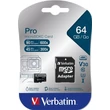 Memóriakártya, microSDXC, 64GB, CL10/U3, 90/45 MB/s, adapter, VERBATIM 