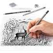 Grafit- és szénceruza készlet, kiegészítőkkel, 12 darabos, STAEDTLER 