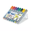 Flipchart marker készlet, 2-5 mm, vágott, STAEDTLER "Lumocolor 356", 8 különböző szín