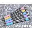 Golyóstoll, 0,24 mm, nyomógombos, rozsdamentes acél, pasztellsárga tolltest, ZEBRA 