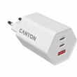 Hálózati töltő, 1xUSB-A, 2xUSB-C, 65W, CANYON 