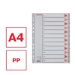 Regiszter, műanyag, A4, 1-12, ESSELTE, szürke