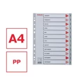 Regiszter, műanyag, A4, Jan-Dec, ESSELTE, szürke