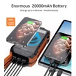 Choetech B657, 20000mAh, (PD20W, QC18W, Qi 10W Wireless Töltés, Napelemes, túrázáshoz) PowerBank