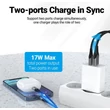 Vention USB-A+C (2port, 18W/20W,fehér), töltő