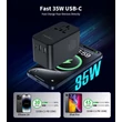Choetech USB-C*2+USB-A*2 (35W,fekete,travel,USB-C kábellel, US,UK,EU,AU), töltő