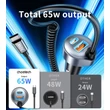 Choetech USB-C*2+A (65W,3-portos, autós, gyorstöltő), töltő