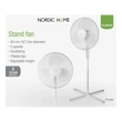 NORDIC HOME FT-530  41cm állóventilátor, 3 év garancia, teljesítmény: 50W,  oszcilláló, 3 sebesség fokozat, dönthető