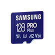 SAMSUNG Memóriakártya, PRO Plus microSDXC kártya 128GB, CLASS 10, UHS-I, U3, V30, A2, + Adapter, R180/W130