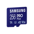 SAMSUNG Memóriakártya, PRO Plus microSDXC kártya 256GB, CLASS 10, UHS-I, U3, V30, A2, + Adapter, R180/W130