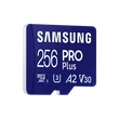 SAMSUNG Memóriakártya, PRO Plus microSDXC kártya 256GB, CLASS 10, UHS-I, U3, V30, A2, + Adapter, R180/W130