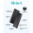 ANKER USB HUB 364 10-in-1, USB-C, Dual 4K HDMI, 2xUSB3.2, 1xLAN, 2xUSB2.0, SD kártyaolvasóval - A83A2G11