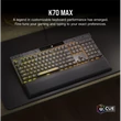 CORSAIR Vezeték Nélküli Billentyűzet Gaming, K70 MAX RGB, Mechanikus, MGX switch, fekete