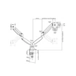 MULTIBRACKETS 2 karos asztali konzol, M Deskmount Gas Spring Dual Black (15-30