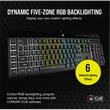CORSAIR Vezetékes Billentyűzet Gaming, K55 RGB PRO, 6 programozható billentyű, Cseppálló, Csuklótámasz, US, fekete
