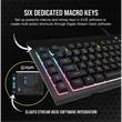 CORSAIR Vezetékes Billentyűzet Gaming, K55 RGB PRO XT, 6 programozható billentyű, Cseppálló, Csuklótámasz, US, fekete
