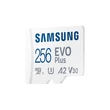 SAMSUNG Memóriakártya, EVO Plus microSD kártya (2021) 256GB, CLASS 10, UHS-1, U3, V30, A2, + Adapter, R160/W