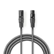 Nedis félprofi XLR audió kábel COTH15010GY30, XLR 3érintkezős dugó - aljzat, 3m, rugalmas