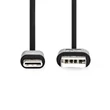 Nedis USB-A - USB-C kábel, USB2.0, 15W, hossz 1m, CCGL60600BK10