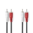 Nedis CAGL24200BK50 sztereo audio kábel, 2 X RCA dugó - 2 X RCA dugó, hossz 5m