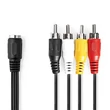 Nedis audió kábel 5p DIN aljzat - 4 x RCA DUGÓ, hossz 0.20m, CAGL20475BK02