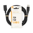 Nedis USB kábel CCGL60010BK30, USB 2.0 | USB-A dugó  USB-A hüvely  480 Mbps  Nikkelezett  3,00 m  Kerek  PVC |Fekete