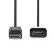 Nedis Display port dugó CCGB37150BK02, DisplayPort dugó HDMI kimenet 4K@30Hz Nikkelezett 0,20 m Kerek PVC fekete