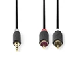 Nedis CABW22200AT100 sztereo audió kábel 3,5mm sztereo jack - 2x RCA,  Aranyozott,  10 m