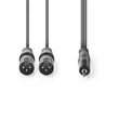 Nedis félprofi XLR audió kábel COTH15310GY15, 2x XLR 3 tűs dugó | 3,5 mm sztereó jack dugó, 1,5m