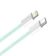 COLORWAY Kábel Type-C CW-CBPDCL061-G, Apple Lightning, fonott pamut, PD 27W, 1M zöld