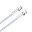 COLORWAY Kábel Type-C CW-CBPDCL061-PU, Apple Lightning, fonott pamut, PD 27W, 1M lila
