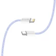 COLORWAY Kábel Type-C CW-CBPDCL061-PU, Apple Lightning, fonott pamut, PD 27W, 1M lila