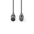Nedis  COTG15010GY100  XLR 3 tűs dugó | XLR 3 tűs aljzat, 10m