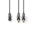 Nedis COTH23200GY30 félprofi audió kábel, 3,5mm szteró jack dugó - 2 x 6,35mm monó jack dugó, 3m, rugalmas
