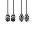 Nedis COTH15030GY50 félprofi XLR audio kábel, 2 x XLR 3p dugó - 2 x XLR 3p aljzat, 5m, rugalmas