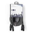 Nedis COTH15030GY50 félprofi XLR audió kábel, 2 x XLR 3p dugó - 2 x XLR 3p aljzat, 5m, rugalmas