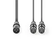 Nedis COTH15025GY15 félprofi XLR audio kábel, XLR 3p dugó - 2 x XLR 3p aljzat, 1.5m, rugalmas