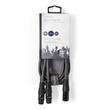Nedis COTH15025GY15 félprofi XLR audió kábel, XLR 3p dugó - 2 x XLR 3p aljzat, 1.5m, rugalmas