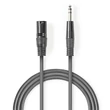 Nedis COTH15100GY30 félprofi audio kábel, 6,35mm sztereo jack dugó - 3p XLR dugó, hossz 3m, rugalmas
