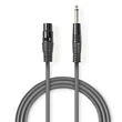Nedis COTH15120GY15 félprofi audio kábel, 6,35mm mono jack dugó - 3p XLR aljzat, hossz 1,5m, rugalmas