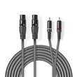 Nedis COTH15230GY15 félprofi audio kábel, 2x XLR aljzat - 2x RCA dugó, 1,5m