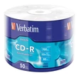 CD-R lemez, 700MB, 52x, 50 db, zsugor csomagolás, VERBATIM 