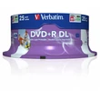 DVD+R lemez, kétrétegű, nyomtatható, no-ID, 8,5GB, 8x, 25 db, hengeren, VERBATIM 