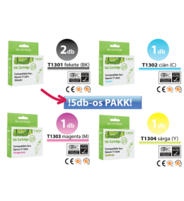 Epson -hoz 5db-os◄ i-Aicon  T130x utángyártott tintapatron PAKK (T01305) (≈3300oldal)