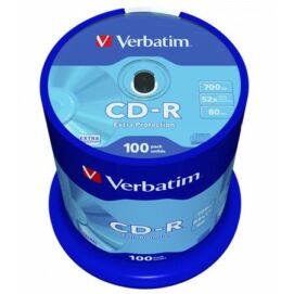 CD-R lemez, 700MB, 52x, 100 db, hengeren, VERBATIM "DataLife"