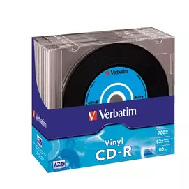 CD-R lemez, bakelit lemez-szerű felület, AZO, 700MB, 52x, 10 db, vékony tok, VERBATIM &quot;Vinyl&quot;