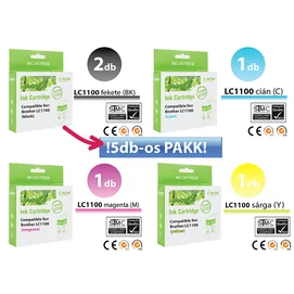 Brother -höz 5db-os LC980/LC1100 ►5db-os◄ utángyártott tintapatron PAKK ≈325oldal