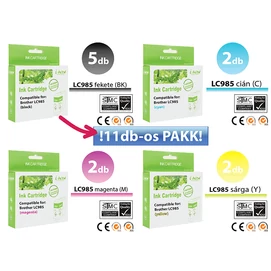Brother -höz LC985 ►11db-os◄ utángyártott tintapatron irodaPAKK (~3060 oldalas)